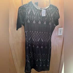 Beautiful, black, nude lace dress